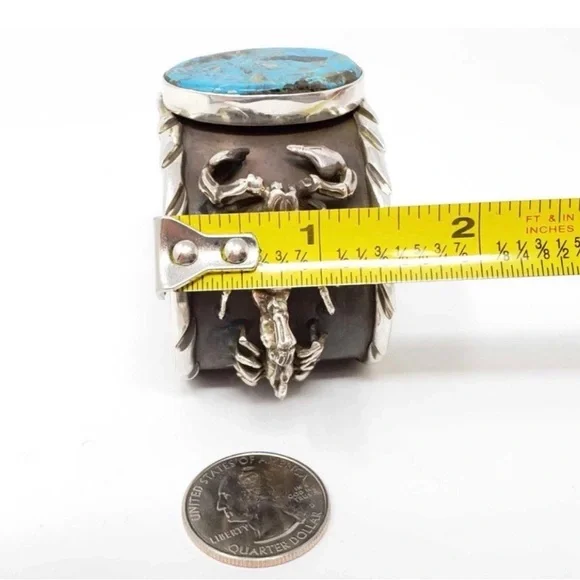 San Felipe Jacob Troncosa Silver and Turquoise Scorpion Cuff Bracelet - Picture 7 of 14